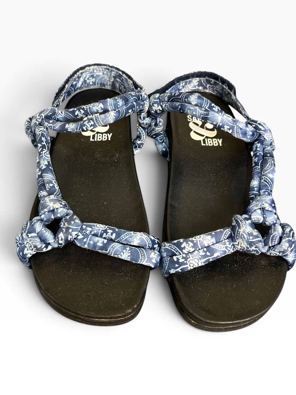 Sam & Libby Navy Patterned Knot Strap Sandals